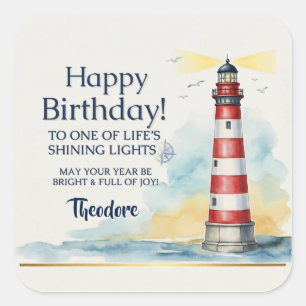 Leuchtturm Geburtstag Leuchtendes Licht Quadratischer Aufkleber