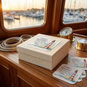 Leuchtturm Geburtstag Leuchtendes Licht Quadratischer Aufkleber