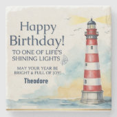 Leuchtturm Geburtstag Scheinendes Licht Steinuntersetzer (Vorderseite)