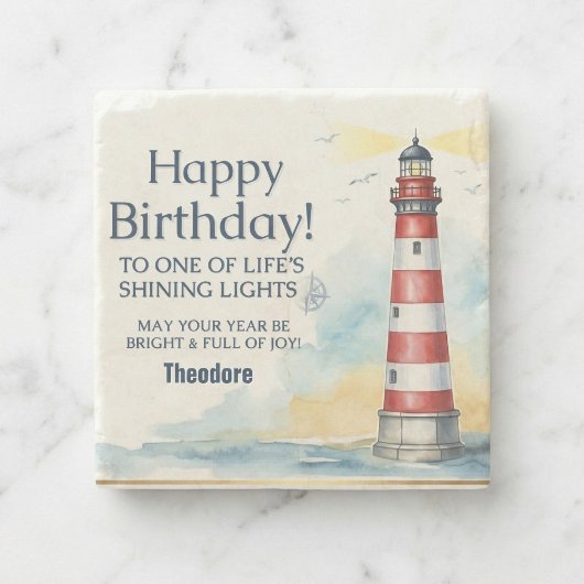 Leuchtturm Geburtstag Scheinendes Licht Steinuntersetzer
