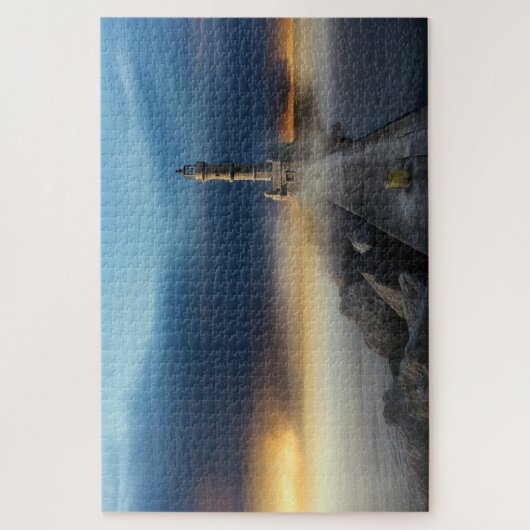 Leuchtturm-Gezeitennebel-Sturmlandschaft Puzzle (Vertikal)