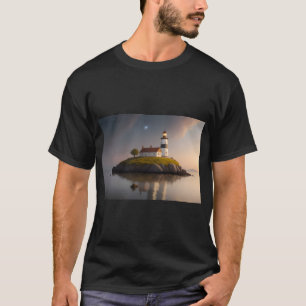 Leuchtturm Glühen am Meer Print T-Shirt