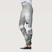 Leuchtturm Graue Schwarz-weiße Wolken Seascape Oce Leggings (Links)