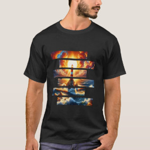 Leuchtturm Guiding Light auf der felsigen Insel T-Shirt