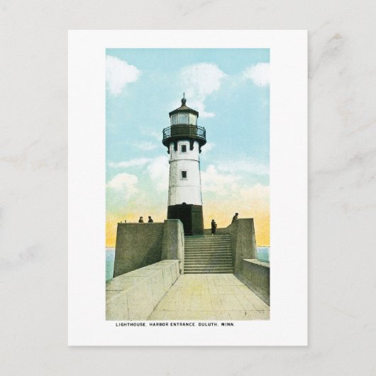 Leuchtturm, Hafeneingang, Duluth, Minnesota Postkarte (Vorderseite)