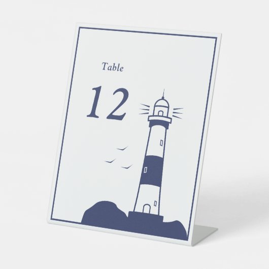 Leuchtturm Hochzeiten Tischnummern Sockelschild (Vorderseite)