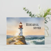 Leuchtturm Hochzeitliches Abendessen mit Probe Einladung (Stehend Vorderseite)