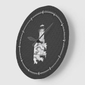 Leuchtturm im Chrome-Stil auf Kohlenstofffaser Große Wanduhr (Winkel)