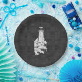 Leuchtturm im Chrome-Stil auf Kohlenstofffaser Pappteller (Party)