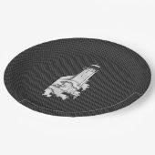 Leuchtturm im Chrome-Stil auf Kohlenstofffaser Pappteller (Schrägansicht)