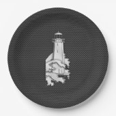 Leuchtturm im Chrome-Stil auf Kohlenstofffaser Pappteller (Vorderseite)