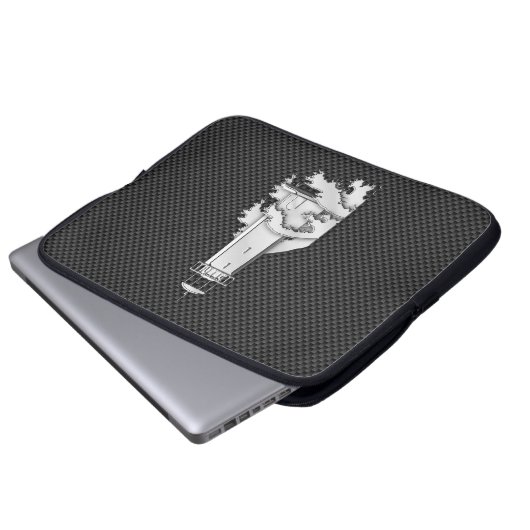 Leuchtturm im Chrome-Stil auf schwarzem Kohlenstof Laptopschutzhülle (Vorne Knopf)