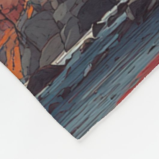 Leuchtturm im Herbst Fleecedecke (Ecke)