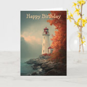 Leuchtturm im Herbst Geburtstagskarte Karte (Gelbe Blume)