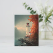 Leuchtturm im Herbst Postkarte (Stehend Vorderseite)
