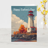 Leuchtturm im Herbst Vatertag Karte (Gelbe Blume)