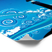 Leuchtturm im Jugendstil im Meer Poster (Ecke)