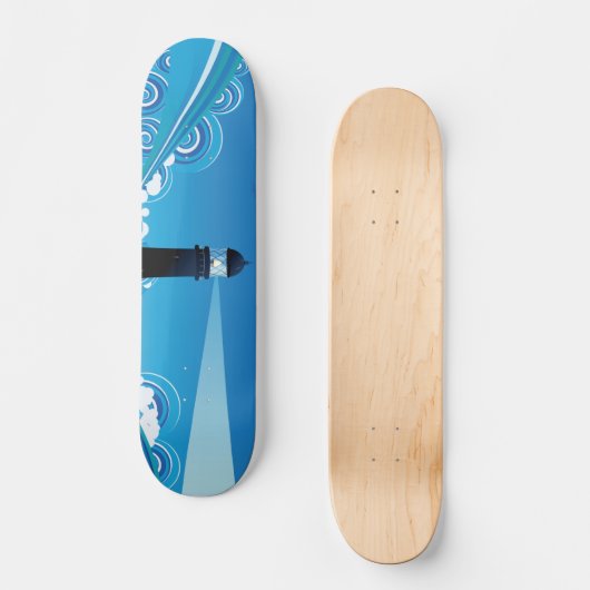 Leuchtturm im Jugendstil im Meer Skateboard (Vorderseite)