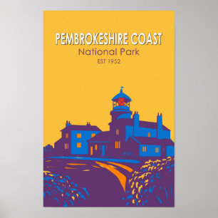 Leuchtturm im Pembrokeshire-Coast-Nationalpark Poster