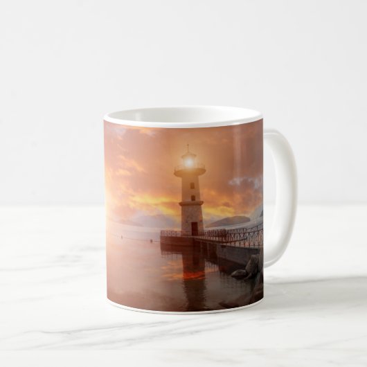 Leuchtturm im Sonnenuntergang Kaffeetasse (VorderseiteRechts)