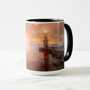 Leuchtturm im Sonnenuntergang Tasse
