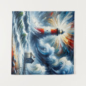 Leuchtturm im Sturm: Ein Expressionist Wandteppich (Vorderseite (Horizontal))