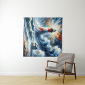 Leuchtturm im Sturm: Ein Expressionist Wandteppich (Beispiel (Horizontal))