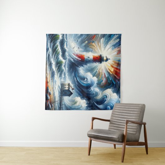 Leuchtturm im Sturm: Ein Expressionist Wandteppich (Beispiel (Horizontal))