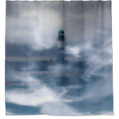 Leuchtturm im Sturm - Ostsee Duschvorhang (Vorderseite)