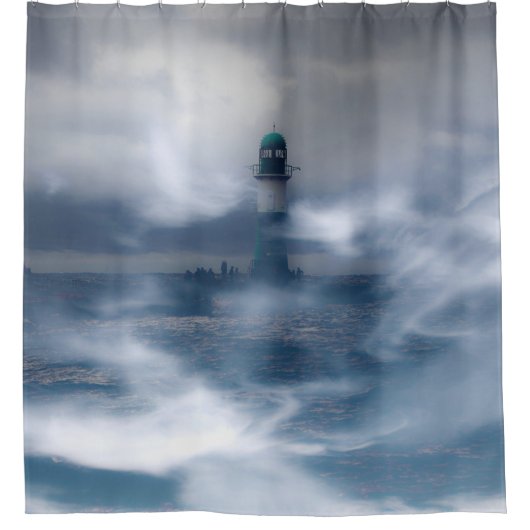 Leuchtturm im Sturm - Ostsee Duschvorhang (Vorderseite)