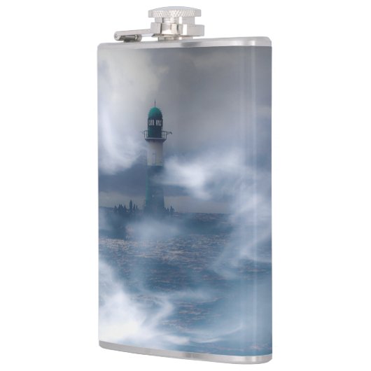 Leuchtturm im Sturm - Ostsee Flachmann (Links)