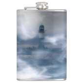 Leuchtturm im Sturm - Ostsee Flachmann (Vorderseite)