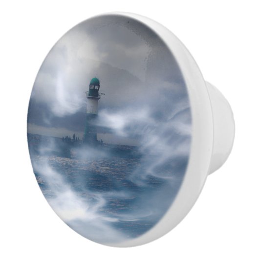 Leuchtturm im Sturm - Ostsee Keramikknauf (Rechts)