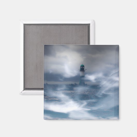 Leuchtturm im Sturm - Ostsee Magnet (Vorderseite/Rückseite)