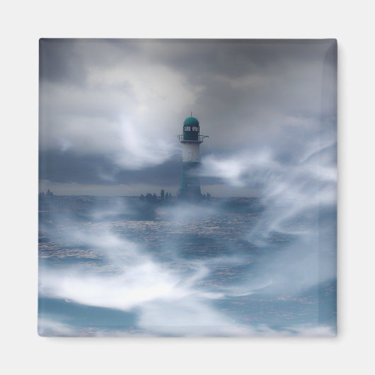 Leuchtturm im Sturm - Ostsee Magnet (Vorne)