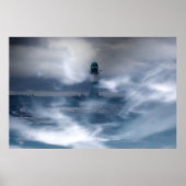 Leuchtturm im Sturm - Ostsee Poster (Vorne)