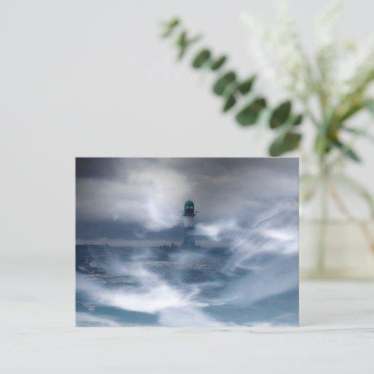 Leuchtturm im Sturm - Ostsee Postkarte (Stehend Vorderseite)