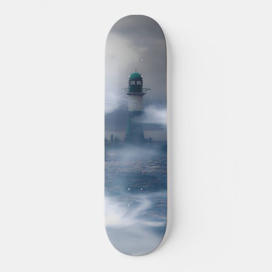 Leuchtturm im Sturm - Ostsee Skateboard (Vorderseite)
