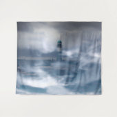 Leuchtturm im Sturm - Ostsee Wandteppich (Vorderseite (Horizontal))