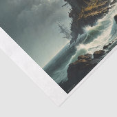 Leuchtturm im stürmischen Meer mit dem Hüter Seidenpapier (Ausschnitt)