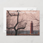 Leuchtturm im Winter Grand Haven, MI Postkarte (Vorne/Hinten)