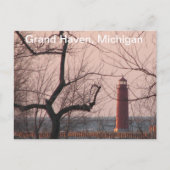 Leuchtturm im Winter Grand Haven, MI Postkarte (Vorderseite)