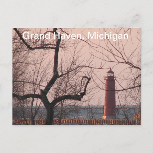 Leuchtturm im Winter Grand Haven, MI Postkarte (Vorderseite)