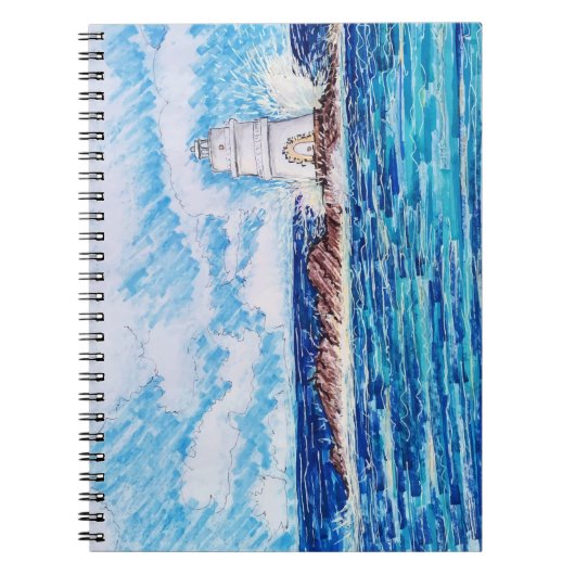 Leuchtturm in Blau Notizblock (Vorderseite)