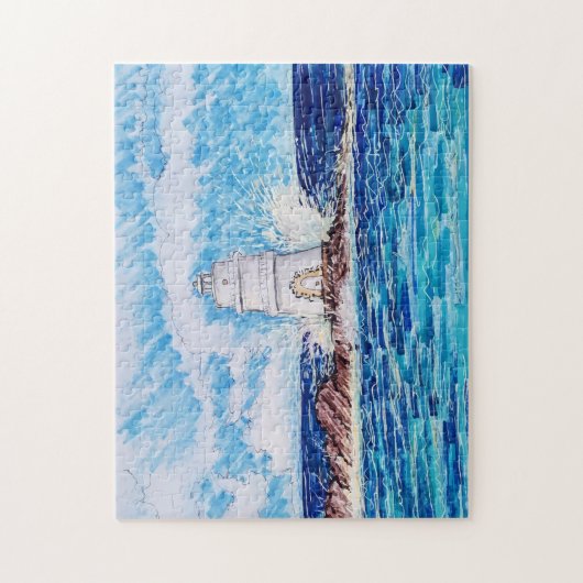 Leuchtturm in Blau Puzzle (Vertikal)