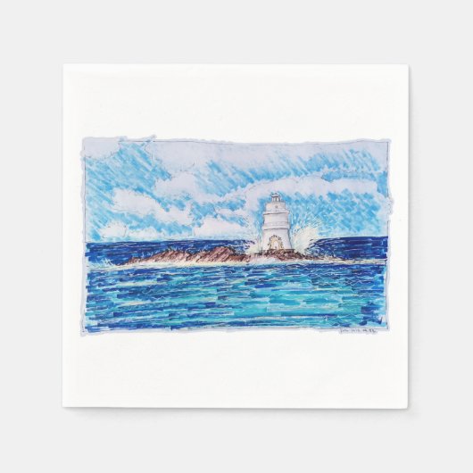 Leuchtturm in Blau Serviette (Vorderseite)