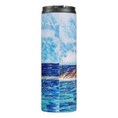 Leuchtturm in Blau Thermosbecher (Rückseite)