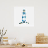 Leuchtturm in Blau und Weiß Poster (Küche)