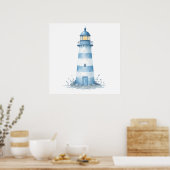 Leuchtturm in Blau und Weiß Poster (Küche)