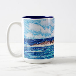 Leuchtturm in Blau Zweifarbige Tasse
